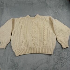 Country Collection Sweater Womens Medium Beige‎ Ireland Knit Wool Fisherman